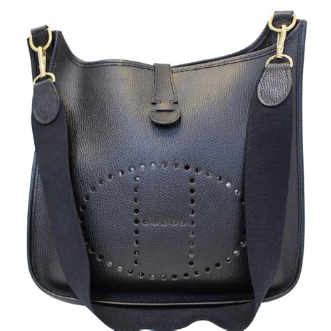 classic black shoulder bag hermes|evelyne bag hermes sizes.